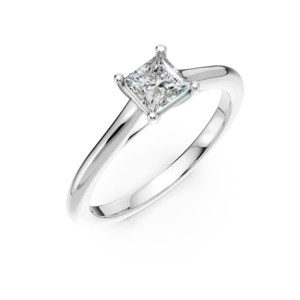 Inel de logodna din platina cu un diamant princess solitaire de 0.5ct