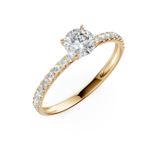 Inel de logodna solitaire pave din aur galben cu zirconia