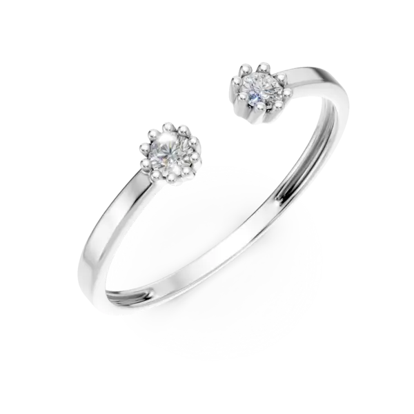 Inel deschis din aur alb cu diamante de 0.1ct
