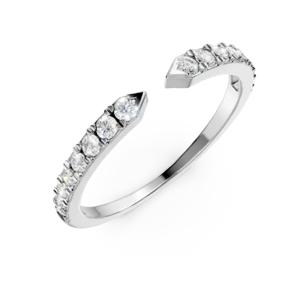 Inel deschis din aur alb cu diamante de 0.2ct