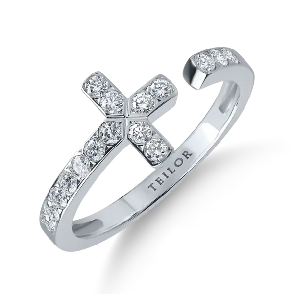 Inel deschis din aur alb cu diamante de 0.33ct