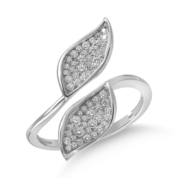 Inel deschis din aur alb cu diamante de 0.39ct