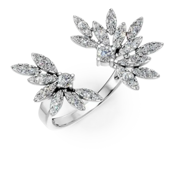 Inel deschis din aur alb cu diamante de 1.1ct