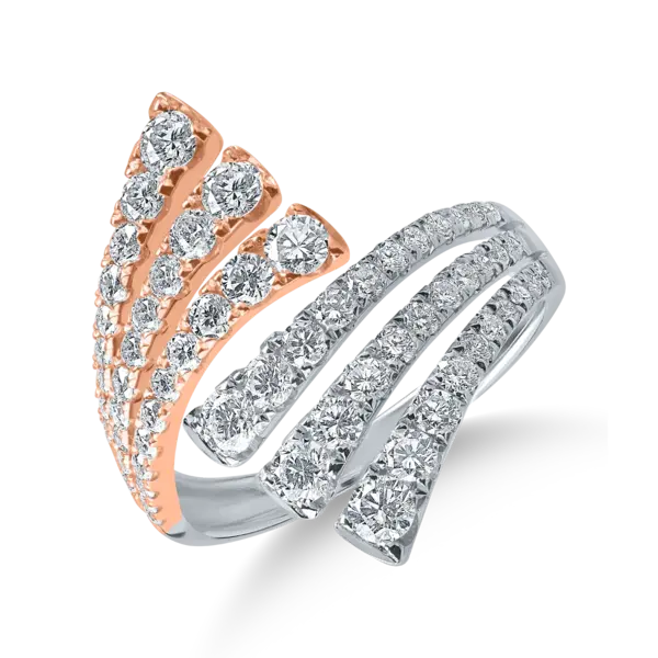 Inel deschis din aur alb-roz cu diamante de 1.48ct