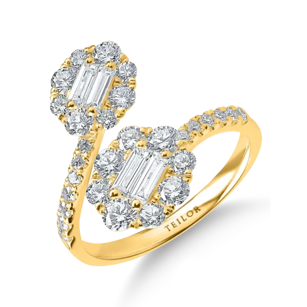 Inel deschis din aur galben cu diamante de 1.5ct