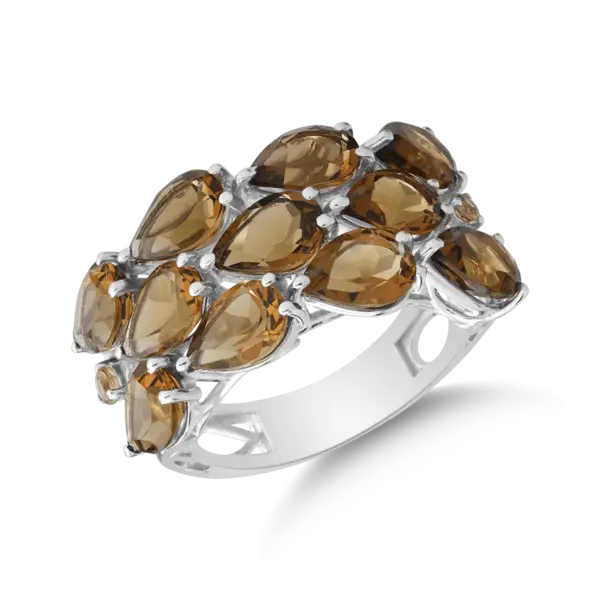 Inel din aur alb cu cuart coniac pear de 7.5ct