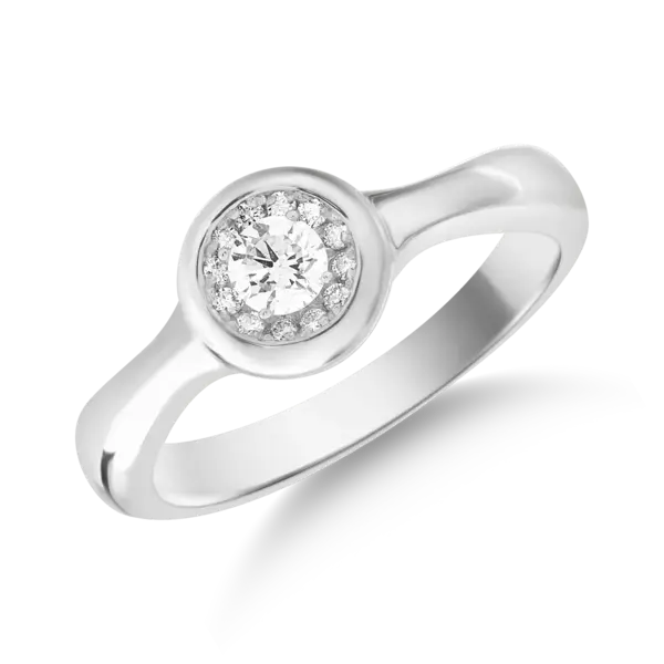 Inel din aur alb cu diamant de 0.05ct si diamante de 0.027ct