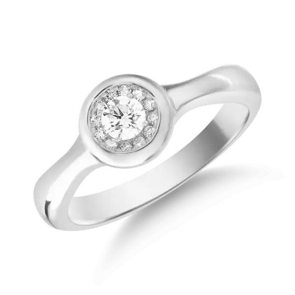 Inel din aur alb cu diamant de 0.05ct si diamante de 0.03ct