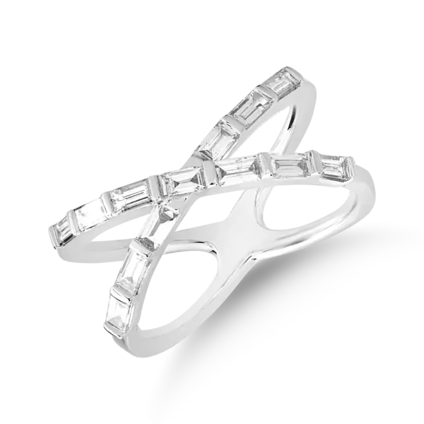 Inel din aur alb cu diamante baguette de 0.5ct