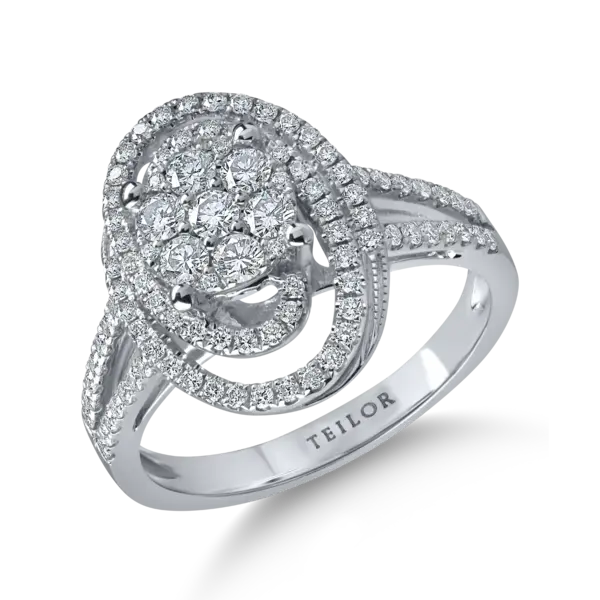 Inel din aur alb cu diamante microsetting de 0.6ct