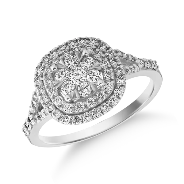 Inel din aur alb cu diamante microsetting de 0.7ct