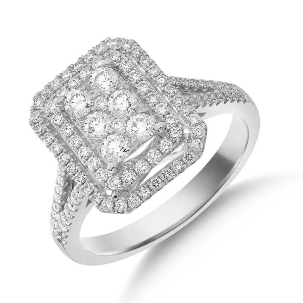 Inel din aur alb cu diamante microsetting de 0.8ct