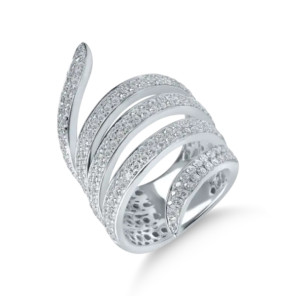 Inel din aur alb cu diamante microsetting de 2ct