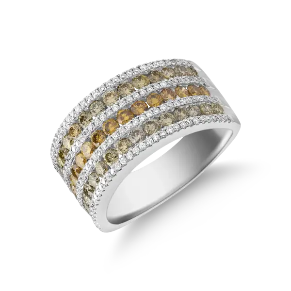 Inel din aur alb cu diamante multicolore de 1.7ct