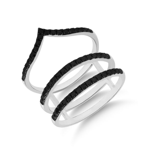 Inel din aur alb cu diamante negre de 0.55ct