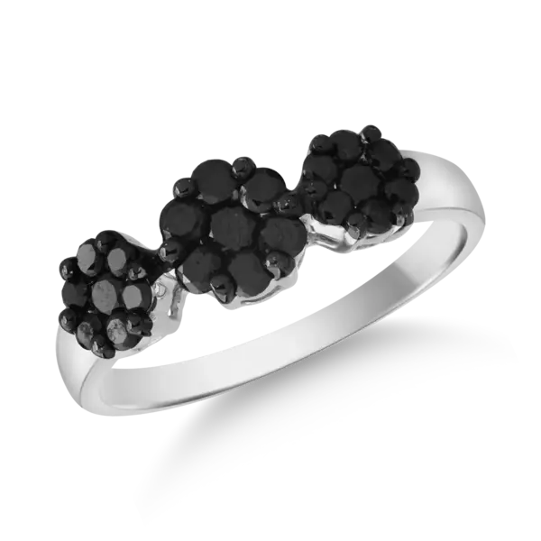 Inel din aur alb cu diamante negre de 0.61ct