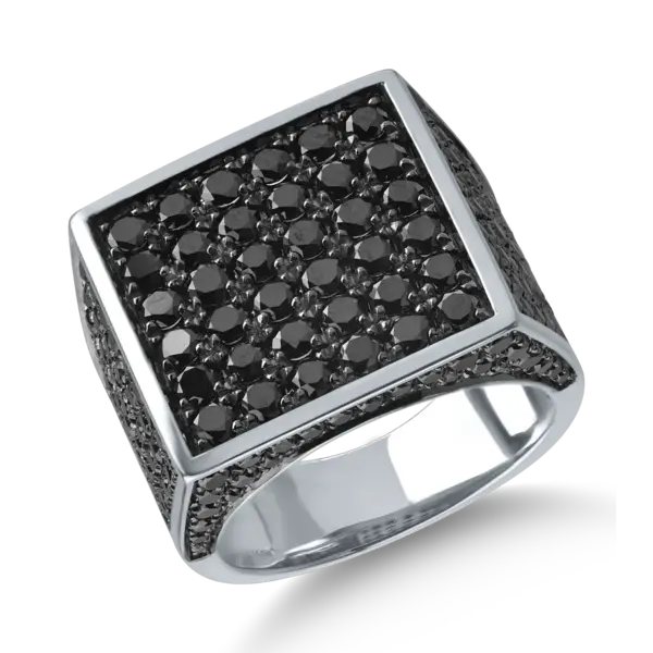 Inel din aur alb cu diamante negre de 3ct