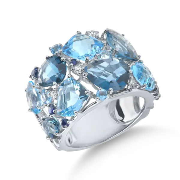 Inel din aur alb cu pietre pretioase si semipretioase de 14.79ct