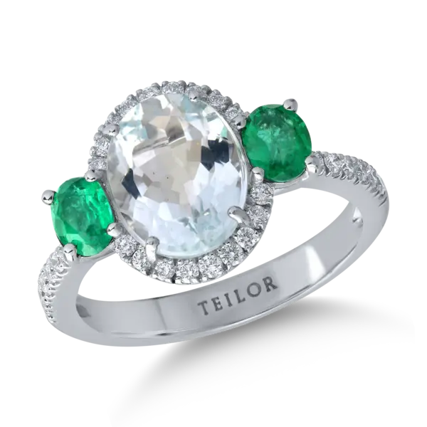 Inel din aur alb cu pietre pretioase si semipretioase de 3.26ct