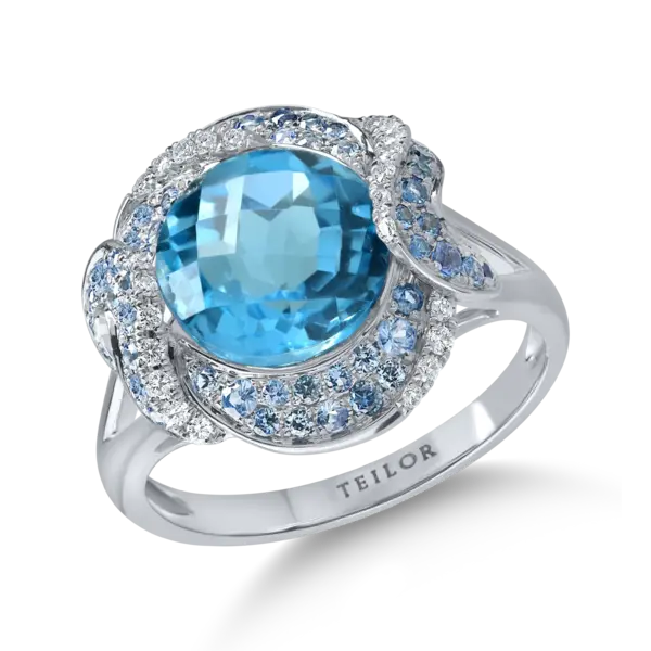 Inel din aur alb cu pietre pretioase si semipretioase de 4.4ct