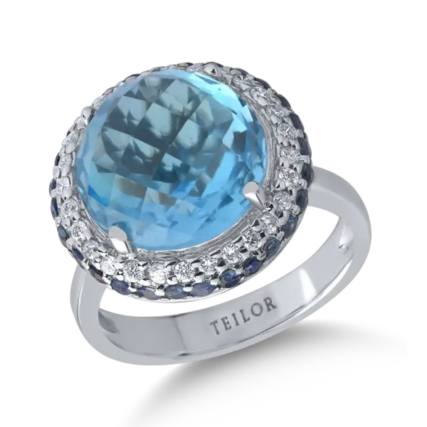 Inel din aur alb cu pietre pretioase si semipretioase de 9.6ct