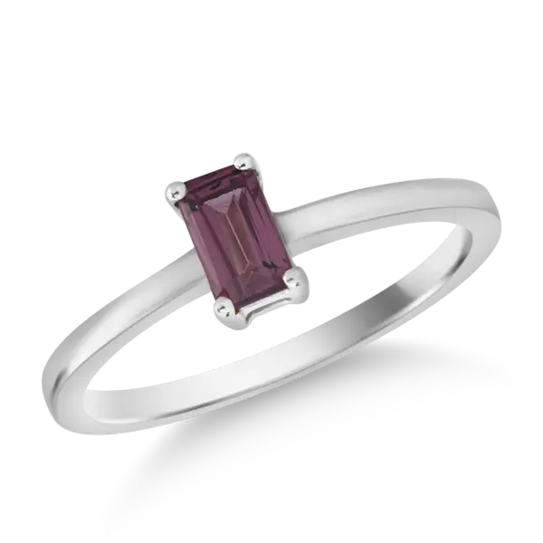Inel din aur alb cu rodolit rectangular de 0.3ct
