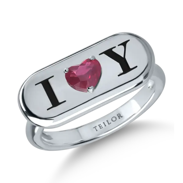 Inel din aur alb cu rubin heart de 0.4ct
