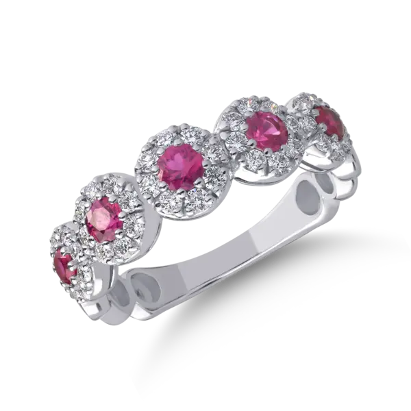 Inel din aur alb cu rubine de 0.58ct si diamante de 0.54ct