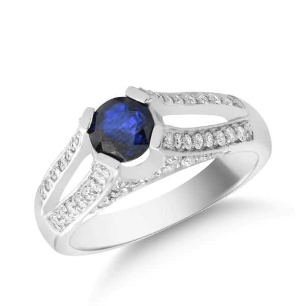 Inel din aur alb cu safir de 0.71ct si diamante de 0.51ct
