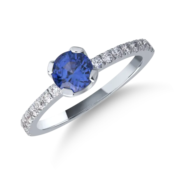 Inel din aur alb cu safir de 1.02ct si diamante de 0.29ct