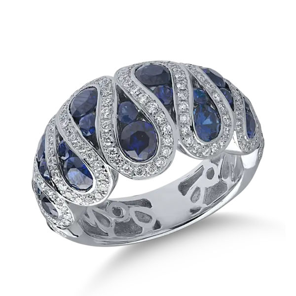 Inel din aur alb cu safire de 2.61ct si diamante de 0.64ct