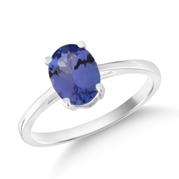 Inel din aur alb cu tanzanit oval de 1.2ct