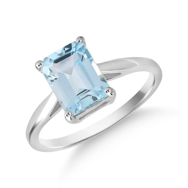 Inel din aur alb cu topaz albastru-deschis de 1.9ct