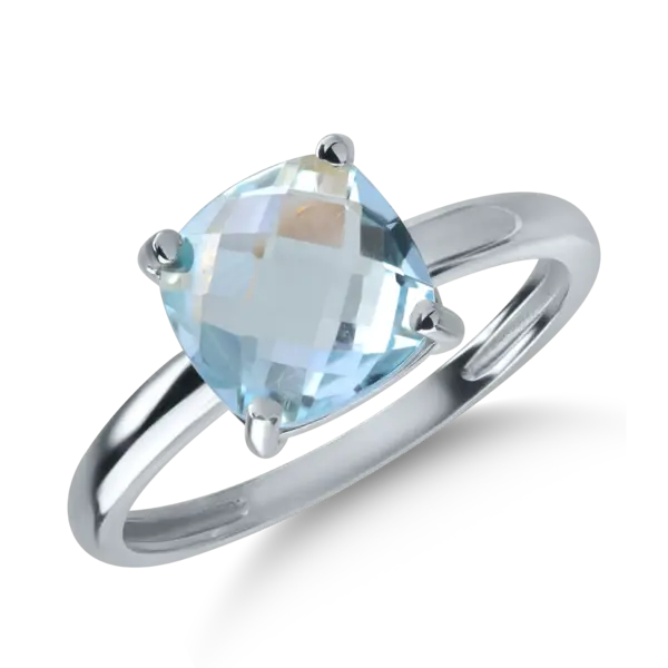 Inel din aur alb cu topaz cushion de 2.5ct