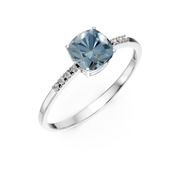 Inel din aur alb cu topaz Swiss blue de 1.218ct si diamante de 0.023ct