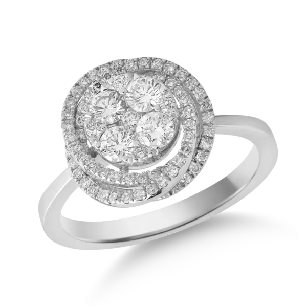 Inel din aur alb de18K cu diamante de 0.65ct