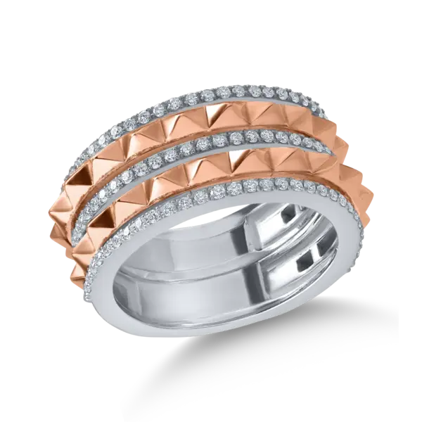 Inel din aur alb-roz cu diamante baguette de 0.4ct