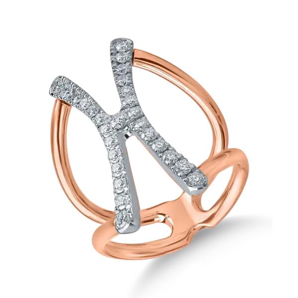 Inel din aur alb-roz cu diamante de 0.62ct