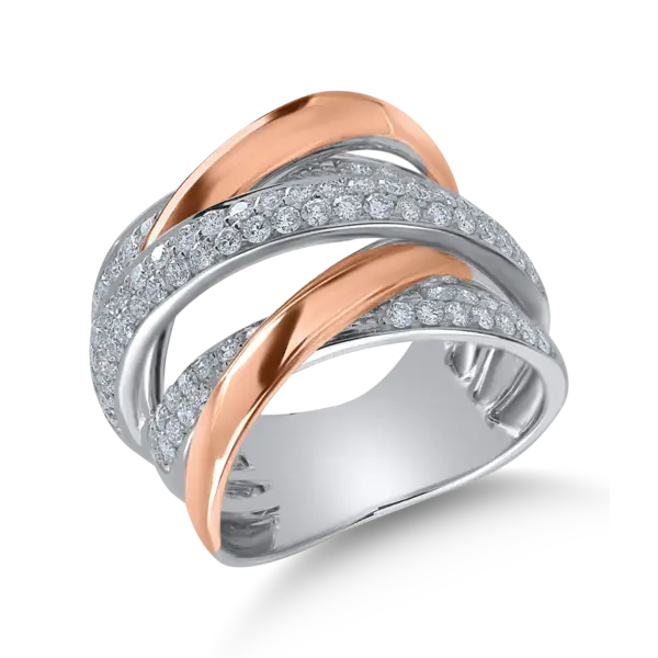 Inel din aur alb-roz cu diamante de 1.1ct