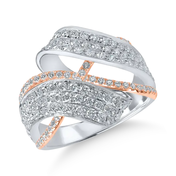 Inel din aur alb-roz cu diamante microsetting de 2.24ct