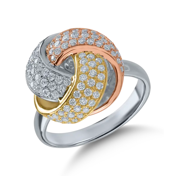 Inel din aur alb-roz-galben cu diamante de 0.78ct