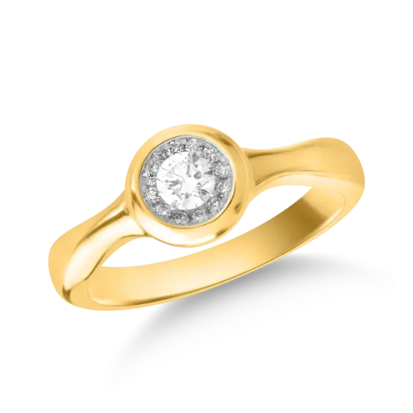 Inel din aur galben cu diamant de 0.12ct si diamante de 0.05ct