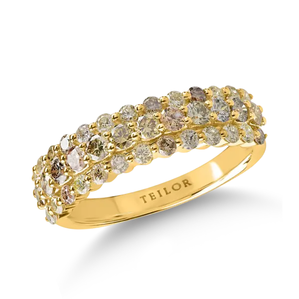 Inel din aur galben cu diamante multicolore de 1.1ct