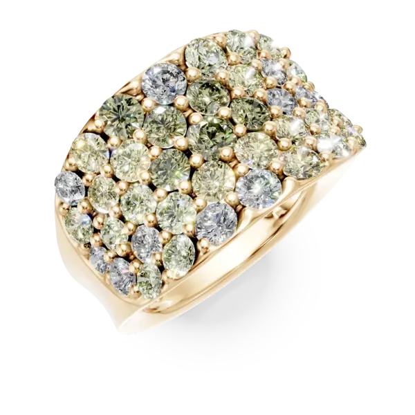 Inel din aur galben cu diamante multicolore de 1.68ct