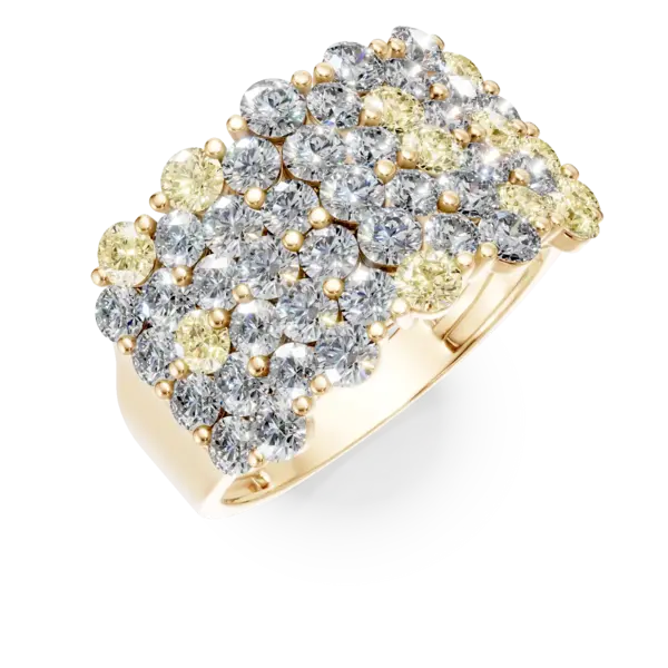Inel din aur galben cu diamante multicolore de 2.91ct
