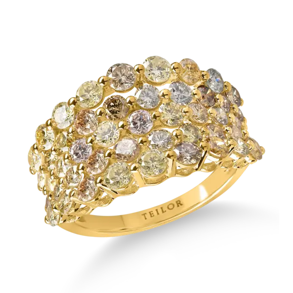 Inel din aur galben cu diamante multicolore de 3.1ct