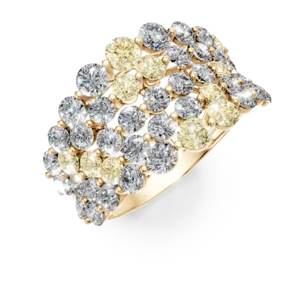 Inel din aur galben cu diamante multicolore de 3.1ct