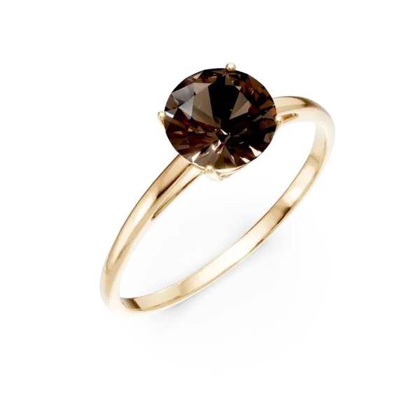 Inel din aur galben cu quartz fumuriu de 1.2ct