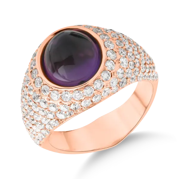 Inel din aur roz cu ametist de 3.71ct si diamante de 2.12ct