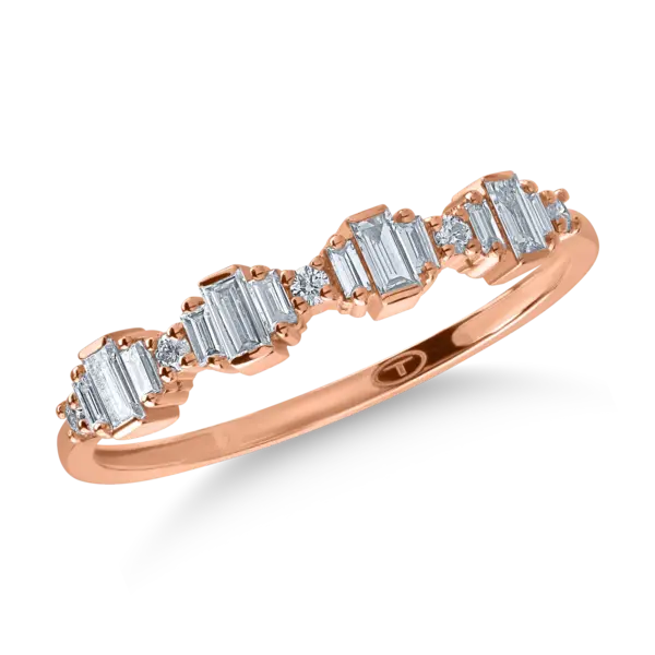 Inel din aur roz cu diamante baguette de 0.2ct